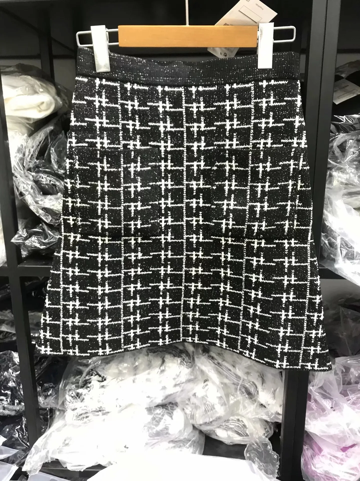 Женский костюм с юбкой, осенняя Новинка, металлический цвет, двубортный короткий пиджак, блейзер, приталенная клетчатая юбка, костюм из двух предметов