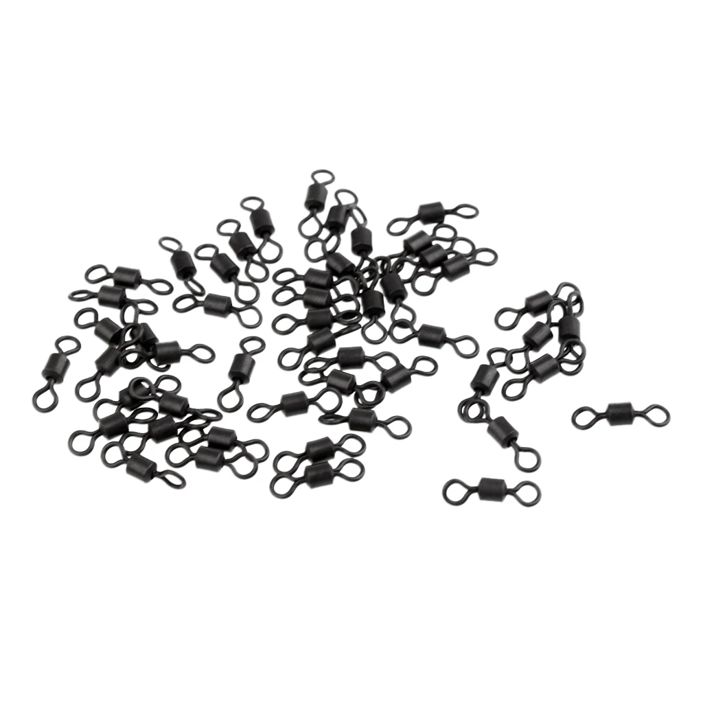 50 Pieces Fishing Ball Bearing Barrel Rolling Swivel Bearing Lures Connector Solid Ring Size 4# Fishing Hook Accessories