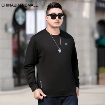 

2020 Season Men Plus Fat Plus Size Black Round Neck Long Sleeve Sweater Fat Man Backing Shirt