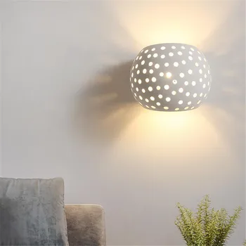 

5W Wall light Round led wall lamp courtyard porch corridor bedroom wall sconce with G9 bulb Gypsum Material