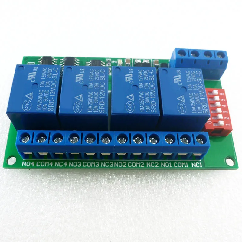 4 канала DC 12 В RS485 релейный модуль Modbus RTU и AT команда дистанционное управление переключатель для PLC PTZ камера Мониторинг безопасности