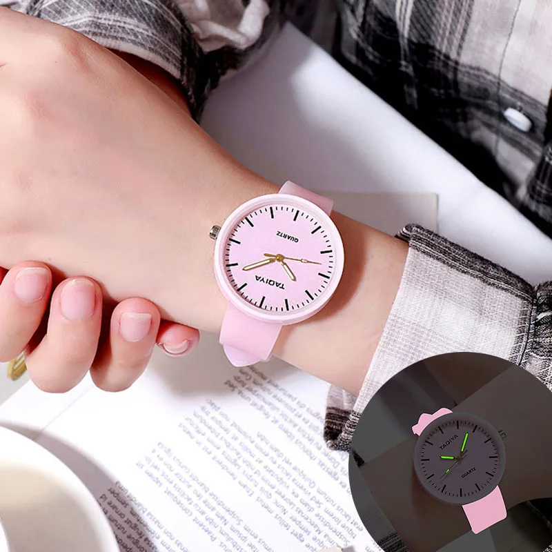 Pink 1 Кварцевые часы для женщин и детей, креативные Светящиеся Силиконовые Брендовые Часы для влюбленных, романтические подарки, часы Relogio Feminino, лидер продаж - Цвет: Pink 1