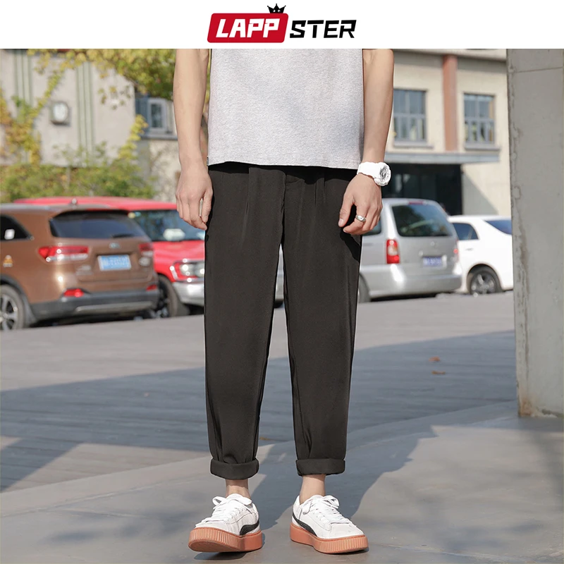 LAPPSTER Mens Korean Streetwear Joggers Pants 2020 Overalls Mens Casual Black Ankel Length Pants Women Chic Harajuku Harem Pants LAPPSTER Mens Korean Streetwear Joggers Pants 2020 Overalls Mens Casual Black Ankel Length Pants Women Chic Harajuku Harem Pants