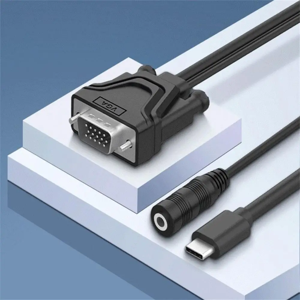 

1.8m Audio Adapter Cable Type C to VGA 3.5mm transverter Computer Wire With Audio Female Port Connect projectors monitor TV #723
