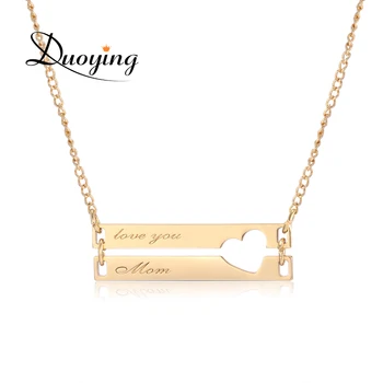 

Lover Double Bar Necklaces Hollow Love Personalized Engraved Custom Charm Necklace for Etsy Couples Sisters Mother Necklaces