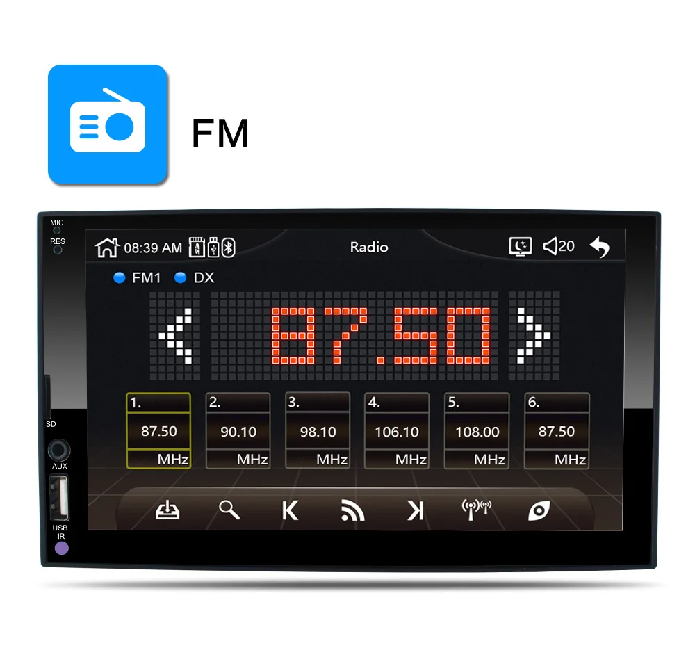 2 Din Car Radio 7 inch 1080P Audio Stereo 2Din Auto Bluetooth Carro Radios Multimidia FM Universal USB TF 45