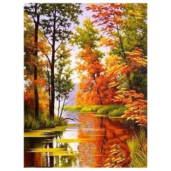 

D Diamond Painting Full Round Diamond Mosaic Landscape Diamond Embroidery Sale Autumn Scenery