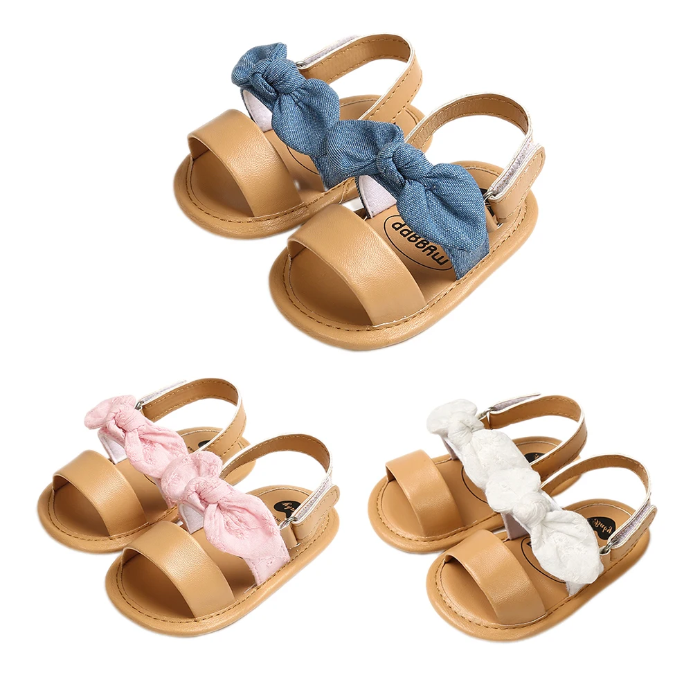 

2018 Brand New Newborn Baby Girl Bow Princess Shoes Soft Sole Crib Leather Solid Buckle Strap Flat With Heel Baby Shoes 4 Colors