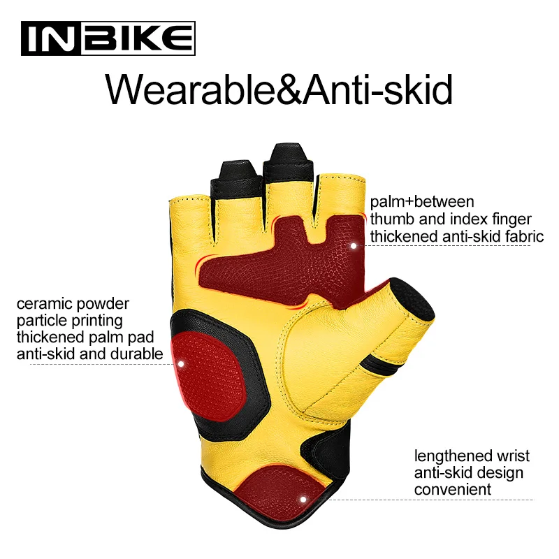 Inbike Men Women Half Finger Moto Gloves Anti-slip Breathable Summer Shockproof Cycling Gloves Wearable Cycling Equipment CM206 3