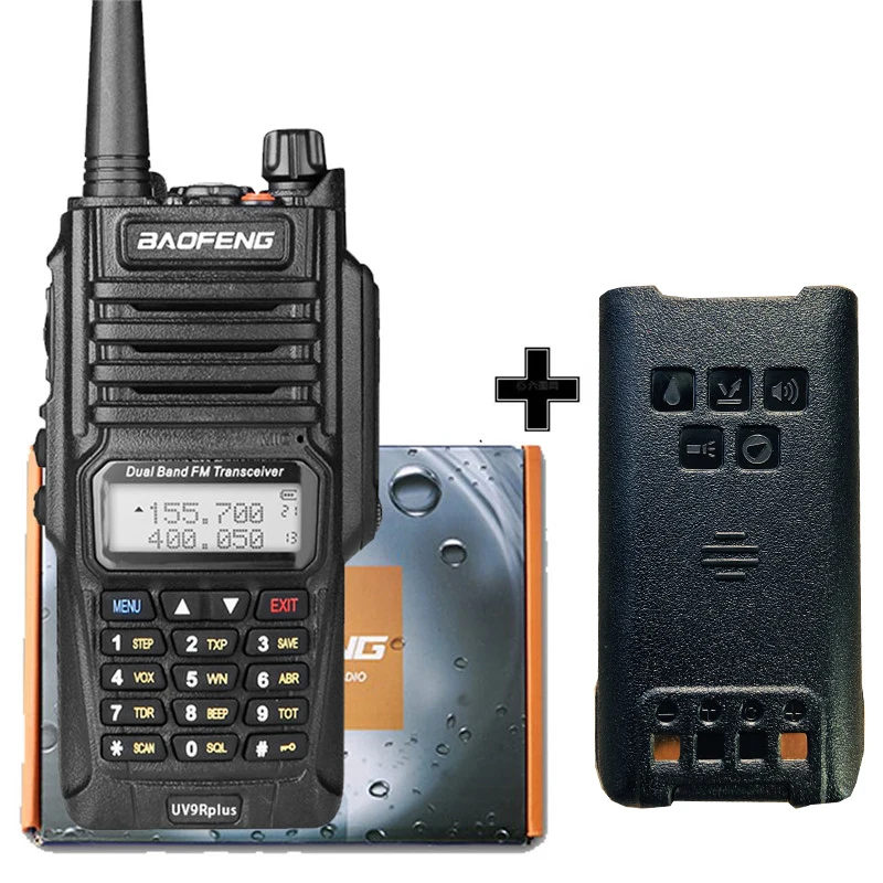 Add extra battery 10 км Baofeng UV-9R PLUS IP67 водонепроницаемый двухдиапазонный 136-174/400-520 МГц радиоприемник двухдиапазонный двухсторонний радиоприемник Vhf hf fm-приемопередатчик - Цвет: Add extra battery