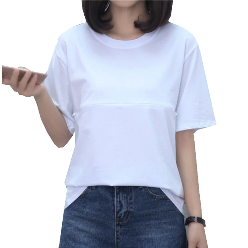 Футболки для беременных летние однотонные топы кормящих мам Повседневная