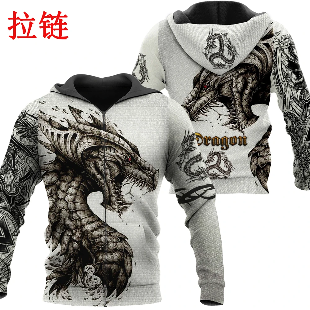 Tattoo and Dungeon Dragon 3D Printed Unisex Deluxe Hoodie Men Sweatshirt Streetwear Zip Pullover Casual Jacket Tracksuit KJ0277