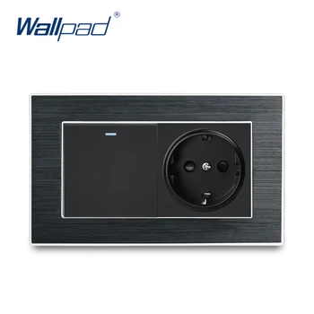 

1 Gang 2 Way EU Socket German Standard Wallpad Luxury Wall Outlet Satin Metal Panel 146*86mm Wall Power Outlet