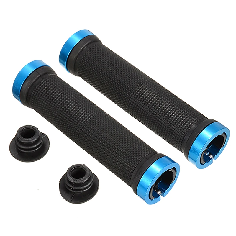 1Pair 13cm Bicycle Grips Bike Handlebar Grips Lock-on Fixed Gear Rubber Aluminum Alloy Handlebar Handle Bar End Bicycle Part