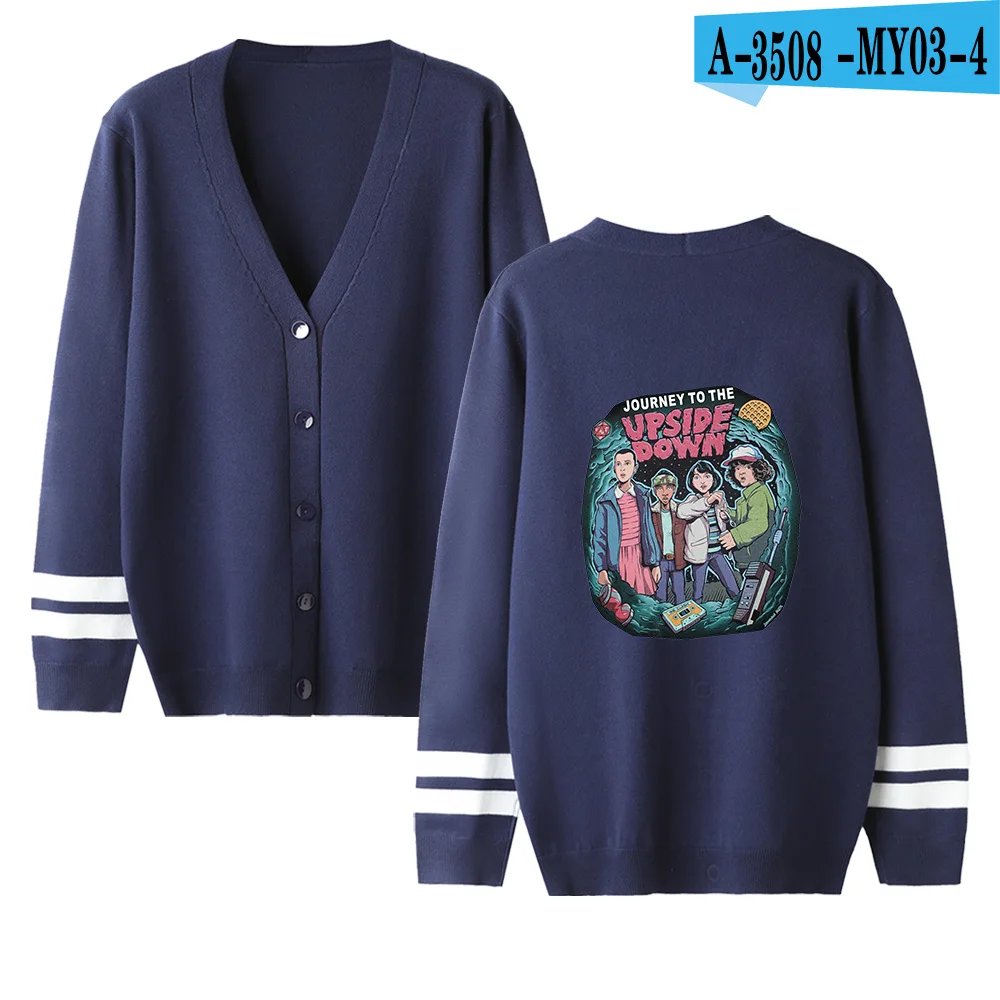 Сексуальный Кардиган для чужих вещей, Kpop, свитер для мужчин и женщин, Повседневный свитер с v-образным вырезом, необычные вещи, свитер, синие детские повседневные топы - Цвет: navyblue
