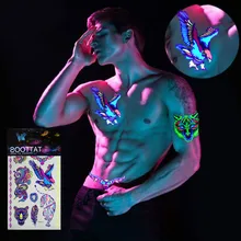1 лист светящиеся временные татуировки наклейки светящиеся темные флуоресцентные водонепроницаемые татуировки животных для лица боди-арт Хэллоуин Вечерние