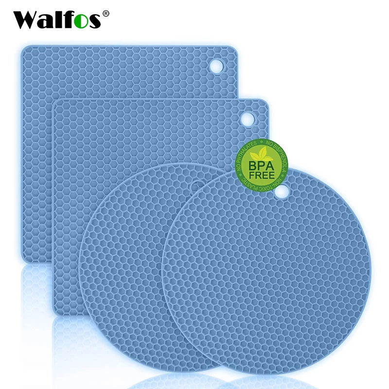 Walfos Silicone Trivet Mats 4 Heat Resistant Pot Holders Multipurpose  Non-slip For Kitchen Potholders Hot Dishers Jar Opener - Mats & Pads -  AliExpress