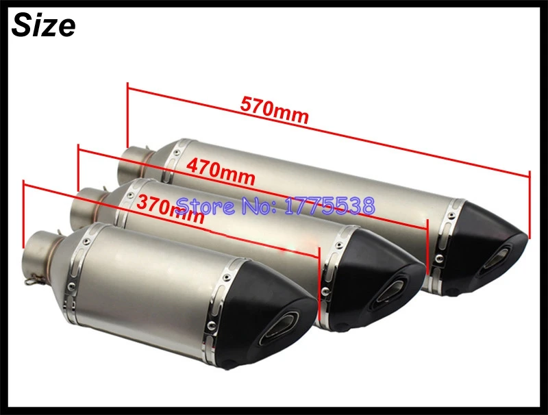 PHULEOVEO универсальный глушитель для мотоцикла с левой стороны ID: 51 мм/61 мм L: 570 мм/470 мм/370 мм Глушитель для мотоцикла Escape Baffl