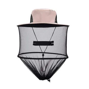 

Top Midge Insect Mosquito Cap Unisex Knit Bucket Hat Net Head Shield Net Fishing Camping Wild Jungle Facial Mask Protect Cap