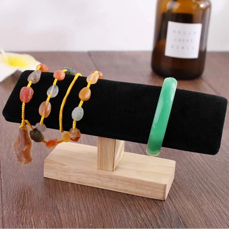 Черный/белый/бежевый высококачественный DIY дерево+ фланель дисплей часы/браслет ювелирные изделия Дисплей стенд держатель