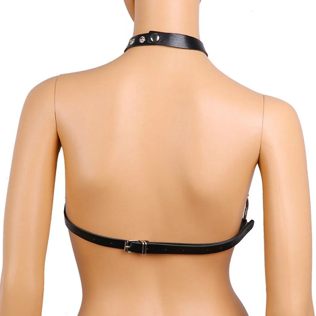 Leather Harness Erotic Bras Sexy Women Lingerie Bondage Cage Bra Goth Sexy Sleepwear Erotic Party Club Brassiere Costume