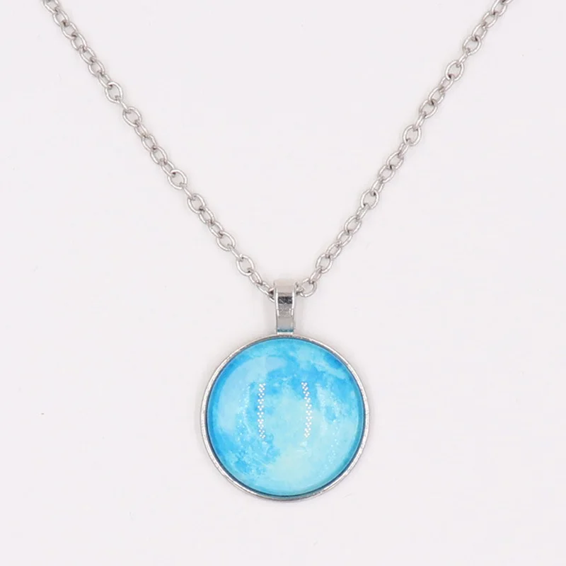 Light Blue Люминесцентный светящийся ювелирные изделия колье-чокер с Луной кулон ручной работы лунное ожерелье в стиле фильма «Сумерки» светится в темноте, ювелирное изделие, подарок - Окраска металла: Light Blue