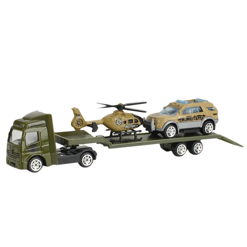 Самолет гараж для игрушечного автомобиля детская развивающая игрушка модель грузового автомобиля набор сцен портативное хранение Рождественский подарок на день рождения для мальчиков - Цвет: Army Green