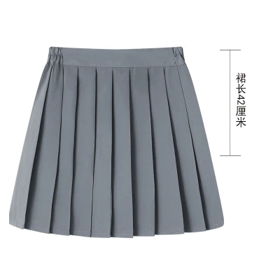 gray 42cm long Размера плюс 5XL Женская летняя JK Матросская школьная форма юбка Мори для девушки Harajuku японский консервативный стиль Kawaii миди плиссированная юбка - Цвет: gray 42cm long
