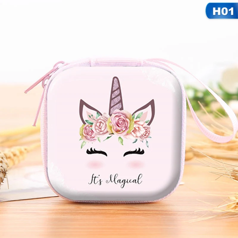CB0965H01 Kawaii мини-сумка с рисунком единорога фламинго, кошелек для монет, милый детский кошелек для девочек, органайзер для наушников, коробка, сумки, рождественский подарок - Цвет: CB0965H01