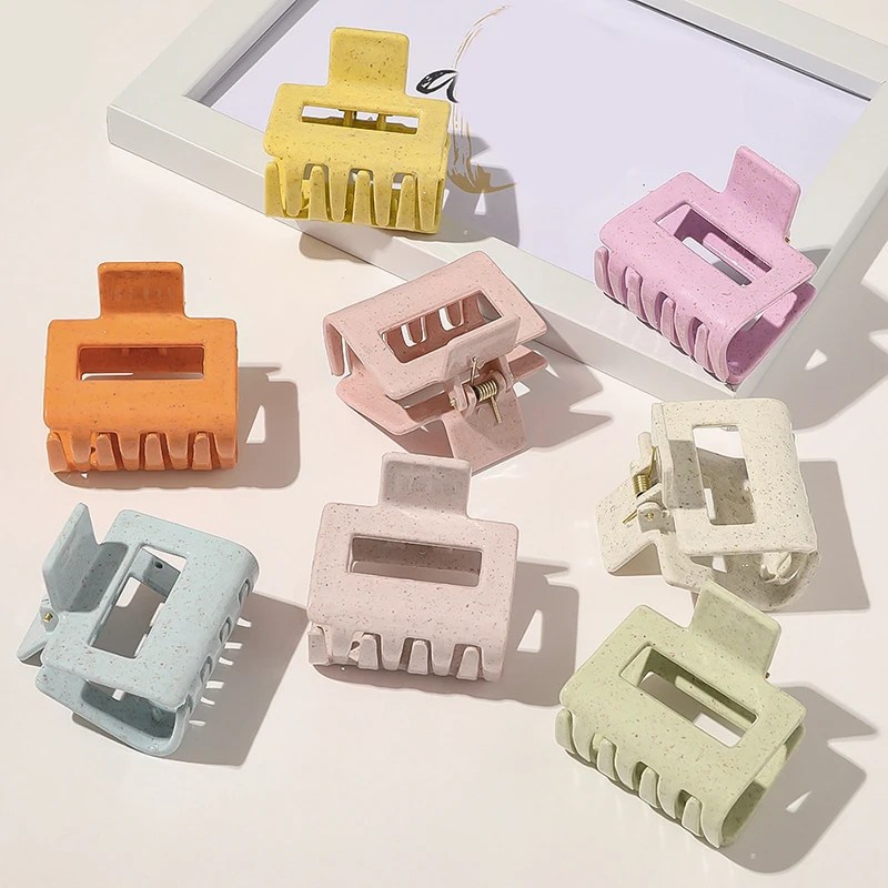 

1PC Simple Hair Crab Hair Accessories Hair Claws 1Pcs Banana Grips Hollow Square Acetate Acrylic Ice Cream Color Hairpins