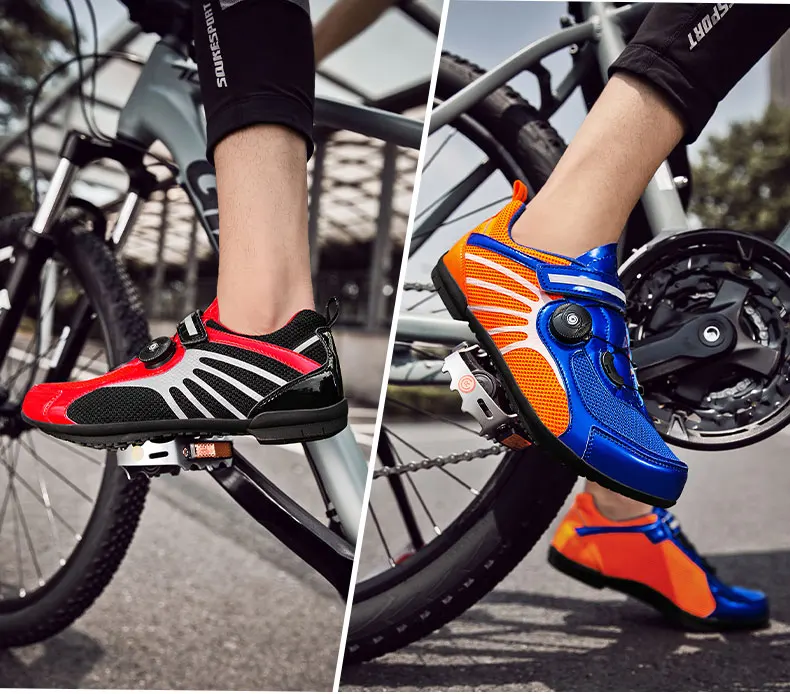 New Pro Summer Mesh Breathable Strainer Velcro Road Cycling Shoes Outdoor Ultrlight Bicycling Shoes Men Women Road Bike Sneakers