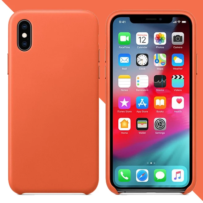 Чехол из натуральной кожи для iPhone Xs MAX XR 7 8 Plus 11 pro max чехол из натуральной кожи задняя крышка с логотипом металлическая кнопка - Цвет: Sunset