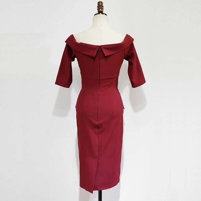 Foamlina Сексуальное Красное Облегающее платье с открытыми плечами Vestidos модное женское приталенное вечернее платье с вырезом лодочкой и коротким рукавом
