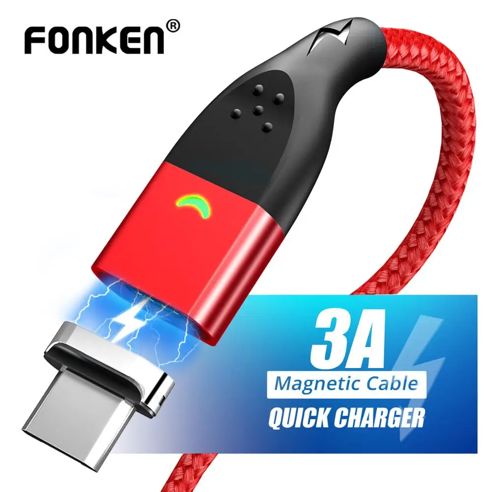 

ANMONE USB Type C Magnetic Cable Type-C Wire Magnet Fast Charging Mobile Phone QC3.0 2M USB-C Data Cord