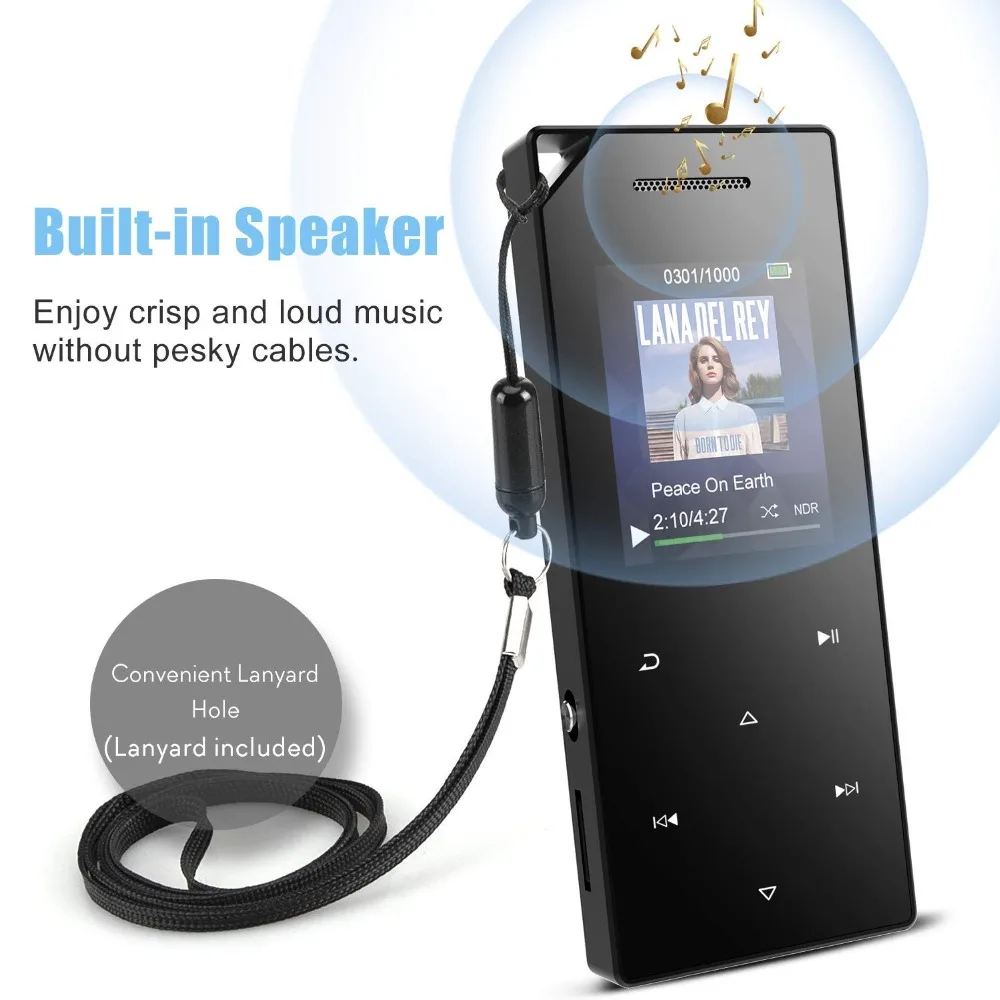 Mp3 плеер Bluetooth встроенный динамик сенсорная кнопка музыкальный без потерь звука с