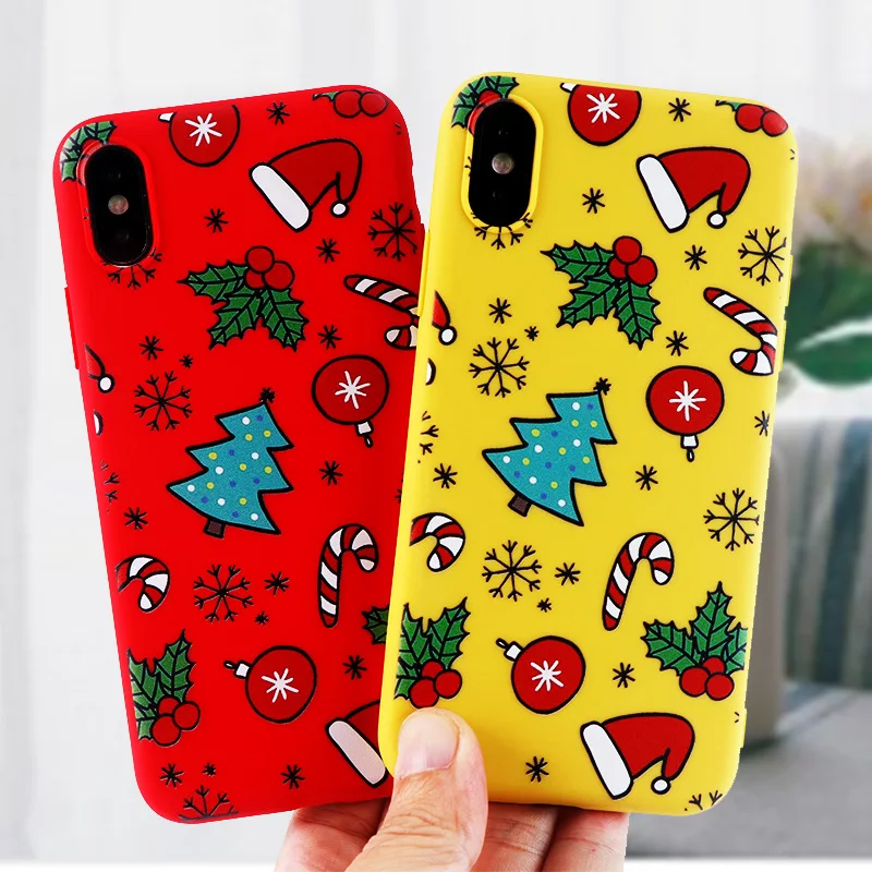 3D мультяшный чехол для телефона iphone 6 6s 7 8 Plus X Санта Клаус скраб Рождественский