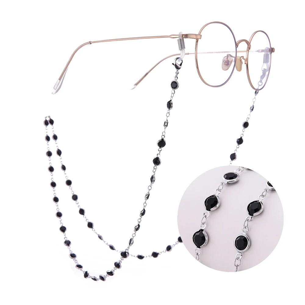 

EUEAVAN 10pcs Black Diamond Sunglasses Chain Women Rose Gold Silver Reading Glasses Chains Cord Holder Neck Strap Rope Wholesale