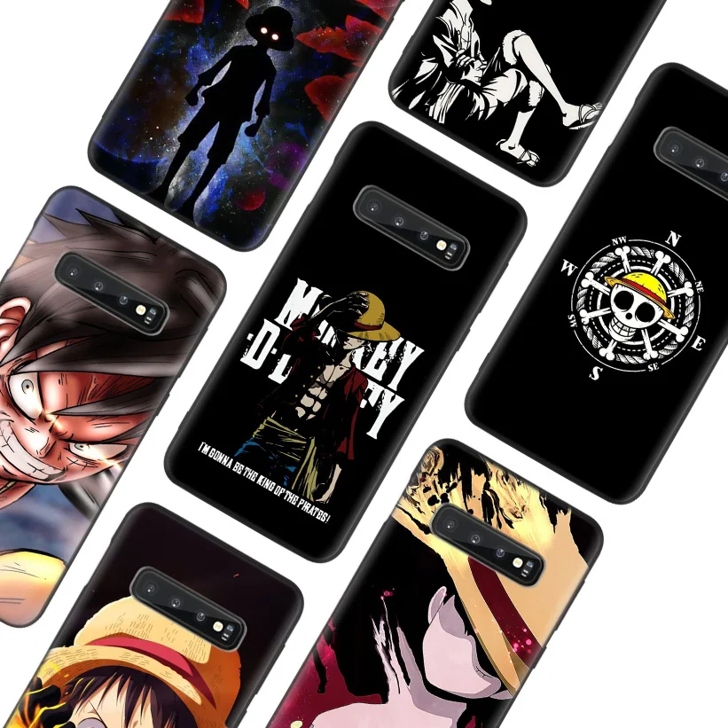 Japanese anime one piece luffy Black Cover Phone Case for Samsung Galaxy S10 Plus Lite Note 2