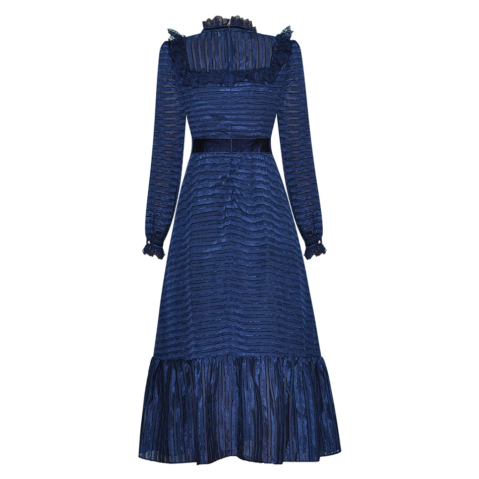 Fashion Stand-Up Collar Long-Sleeved Lace Ruffled