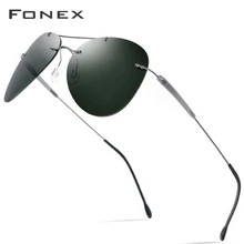 FONEX, титановый сплав, TR90, без оправы, солнцезащитные очки для мужчин,, новинка, для женщин, Авиатор, Авиатор, авиация, поляризационные, солнцезащитные очки для мужчин, UV400 851