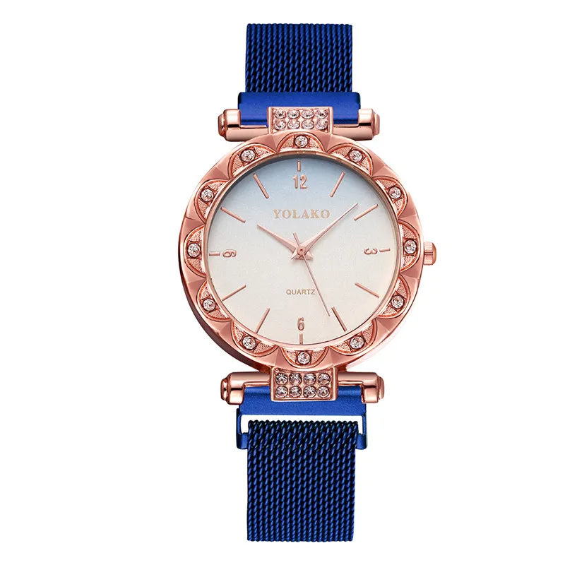 WJ-8764 с постепенным изменением, женские часы с бриллиантами, повседневные роскошные женские часы со стальным ремешком, магнитные наручные часы, montre femme reloj mujer - Цвет: Синий