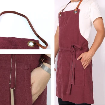 

WEEYI Linen Apron Kitchen Cooking Home Sleeveless apron Aprons for Men Women Baking фартуки Accessories barber Bid Korean Style