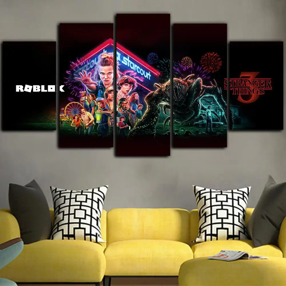 5 шт. черный плакатный принт картина Cuadro Decorativo странные вещи холст живописная картинка настенная живопись декорацион постер фильма
