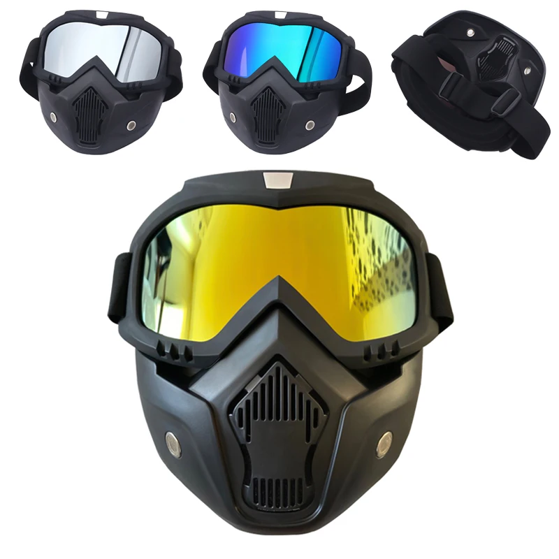 Snowboard Mask Goggles Protective-Glasses Motocross Ski Skiing Windproof with MOUTH-FILTER