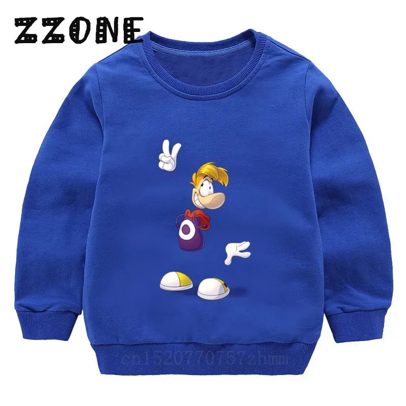 Детские толстовки с капюшоном детские забавные толстовки с принтом «Rayman Legends adventures» пуловер для малышей топы для девочек и мальчиков, осенняя одежда KYT5204 - Цвет: 5204D-Blue