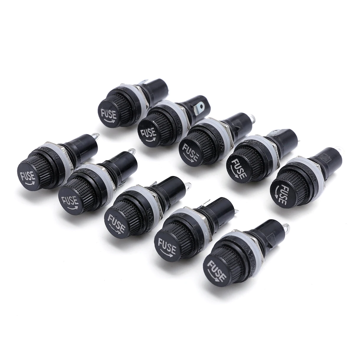 10pcs New Glass Fuse Holder 250V 10A Panel Mount Screw Cap Fuse Holder Case for Glass Tube Fuse 5x20mm