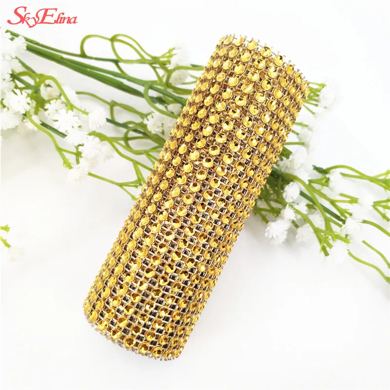 12*90 см ленты с кристаллами сетка отделка Bling Diamond обёрточная Бумага торт ролл тюль вечерние свадебные украшения Тюль Шторы ремесла ваза 9ZHH194 - Цвет: 5