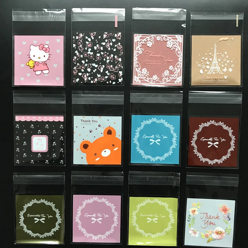 100 шт./лот прозрачный пластиковый подарочный пакет для печенья конфет