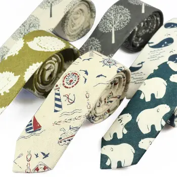 

THINKTHENDO Cartoon Print Ties Fashion Men Party Casual Narrow Necktie Hop Floral Tie