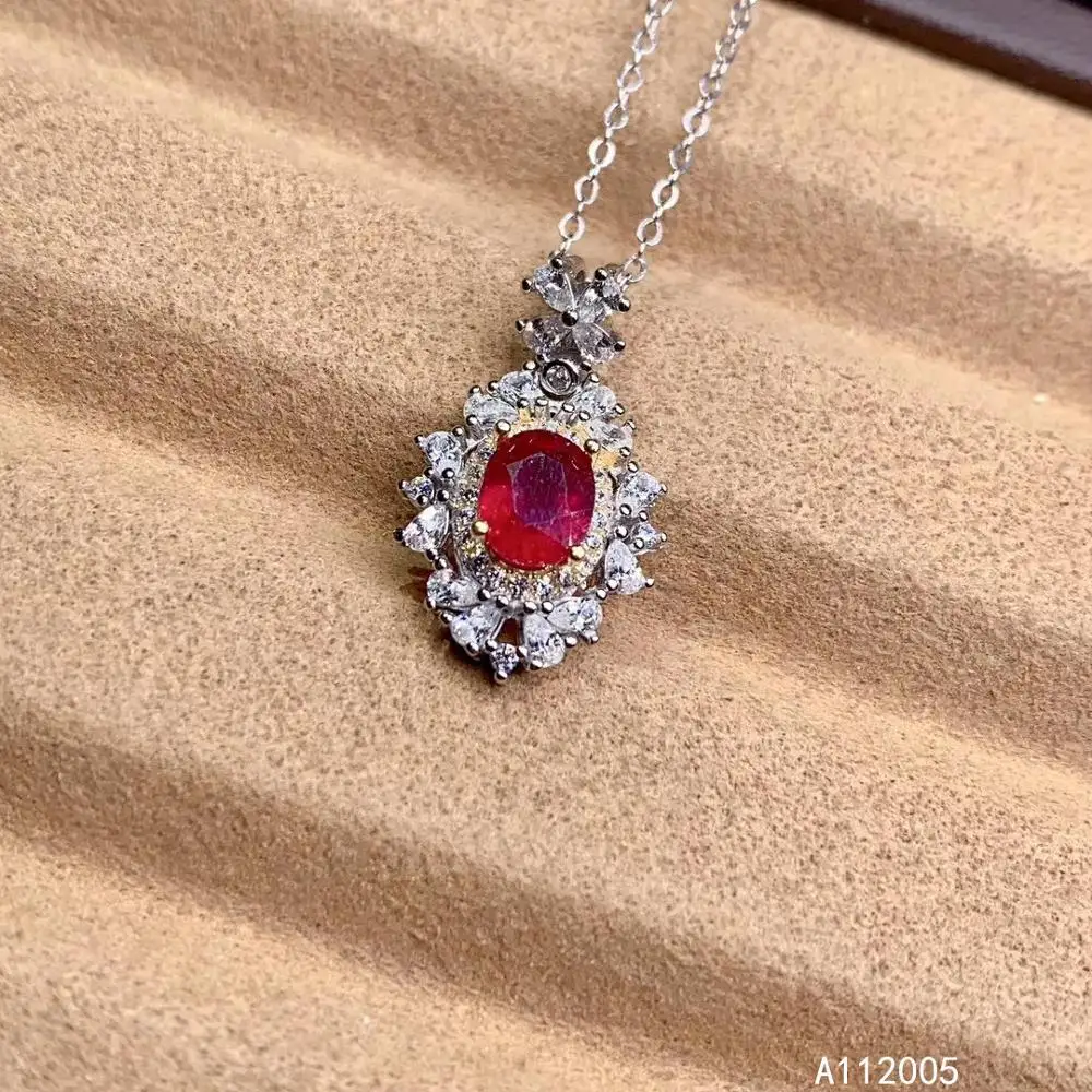 

KJJEAXCMY Fine Jewelry 925 Sterling Silver inlaid Natural gemstone ruby Female Miss Woman Girl Pendant Necklace noble